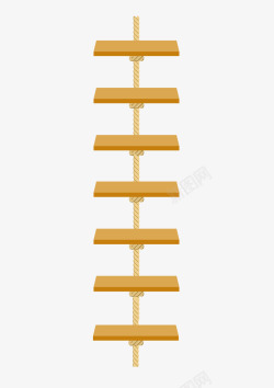 姜黄色木板梯子简约绳系云梯高清图片