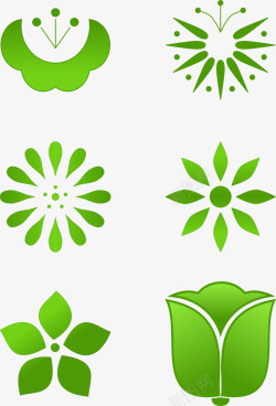 不同形状绿色花朵素材