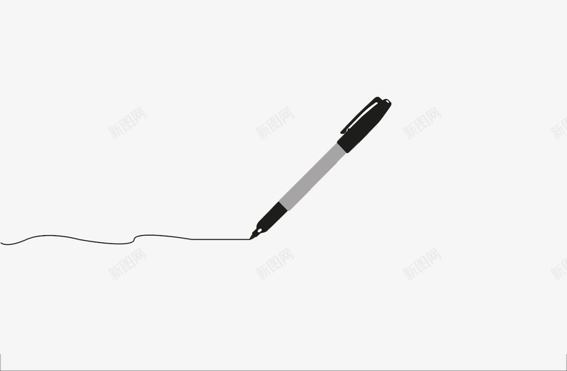 一只钢笔手绘png免抠素材_新图网 https://ixintu.com 写字 曲线 简约 黑白相间