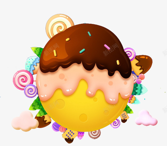 可爱甜食png免抠素材_新图网 https://ixintu.com 云彩 儿童节 棒棒糖 糖果树 饼干