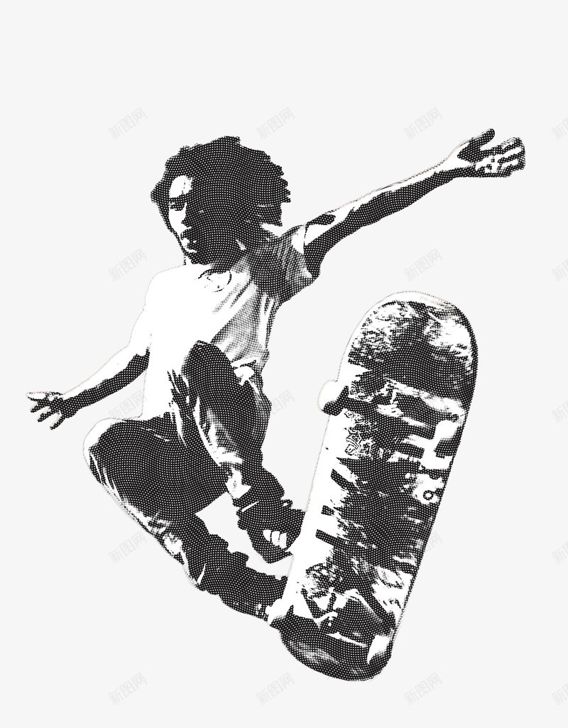黑白色调玩滑板的男子图标png_新图网 https://ixintu.com 极限运动 玩滑板 玩耍 竞技 跳跃 运动 飞翔 黑白