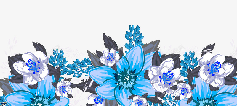 蓝色水彩鲜花底部背景psd免抠素材_新图网 https://ixintu.com 底部背景 水彩 花朵 蓝色 蓝色水彩鲜花底部背景 鲜花