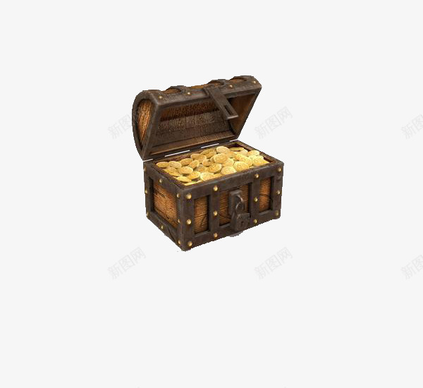 棕色宝箱png免抠素材_新图网 https://ixintu.com 箱子 金币 钱币 黄金