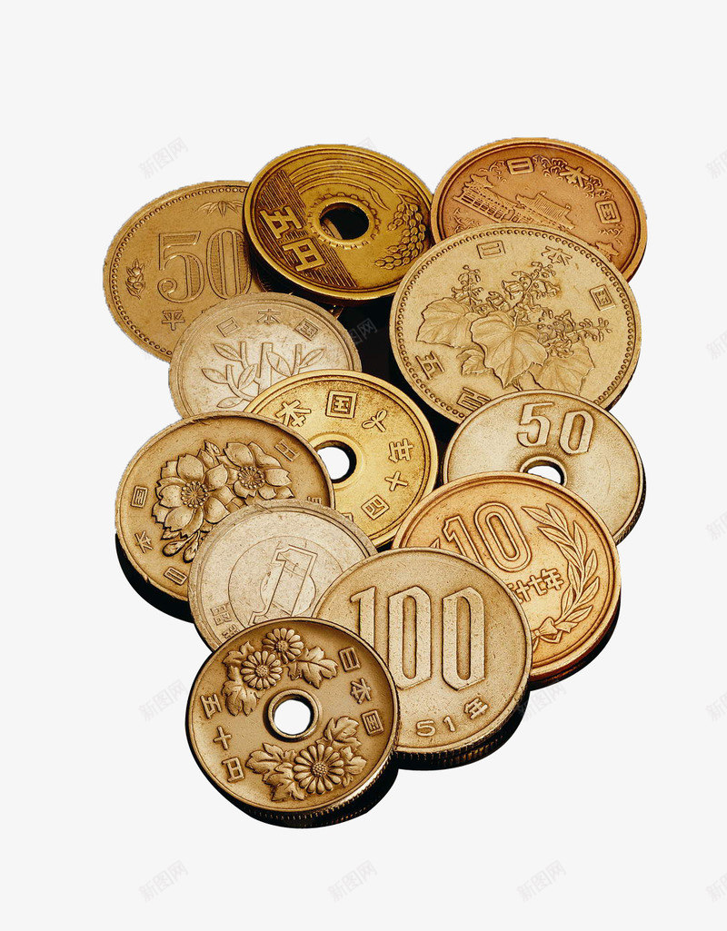 一堆日元硬币png免抠素材_新图网 https://ixintu.com 日元 硬币 金融 金钱 钱币