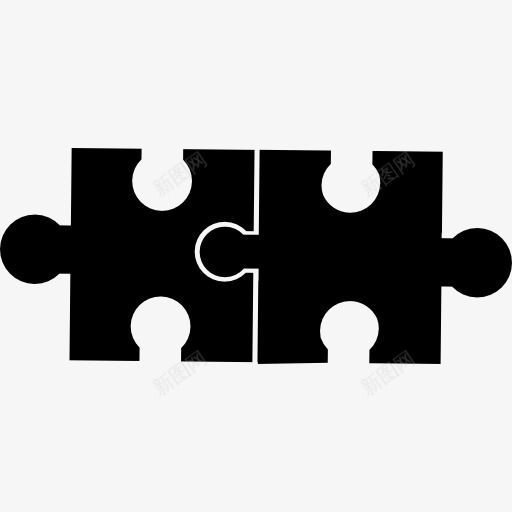 两图标png_新图网 https://ixintu.com 两 块 形状 拼图 拼图游戏 片 黑色