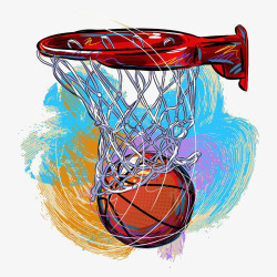 彩绘手绘风格篮球素材