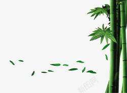 创意手绘扁平风格绿色的竹子素材