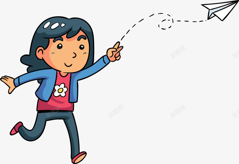 儿童节扔纸飞机的女孩png免抠素材_新图网 https://ixintu.com 儿童节 卡通女孩 奔跑 扔纸飞机的女孩 玩耍 白色纸飞机 纸飞机图案