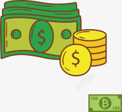 手绘美元升值创意创意手绘金融金币矢量图高清图片
