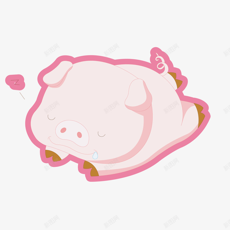 卡通粉红色的小猪矢量图ai免抠素材_新图网 https://ixintu.com 动物设计 卡通 可爱 小猪 粉红色 贴纸设计 矢量图