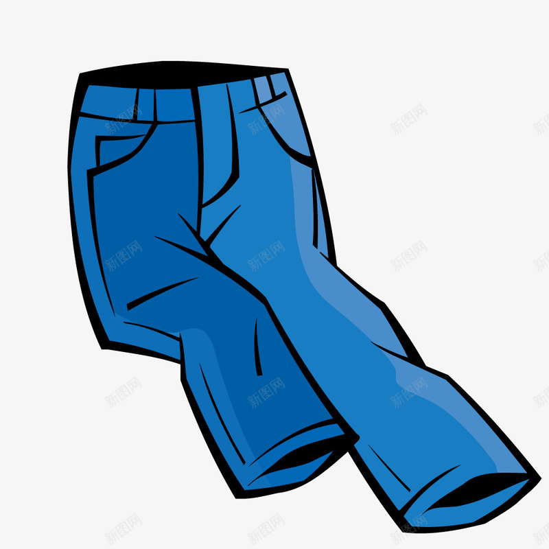 休闲牛仔裤png免抠素材_新图网 https://ixintu.com 动作 形状 手绘 秋装 蓝色 长裤