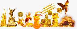 中国风金色雕塑素材