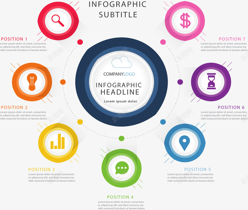 彩色圆圈信息图表矢量图ai免抠素材_新图网 https://ixintu.com 信息图表 圆圈图表 彩色圆圈 总分 总分结构 矢量png 矢量图
