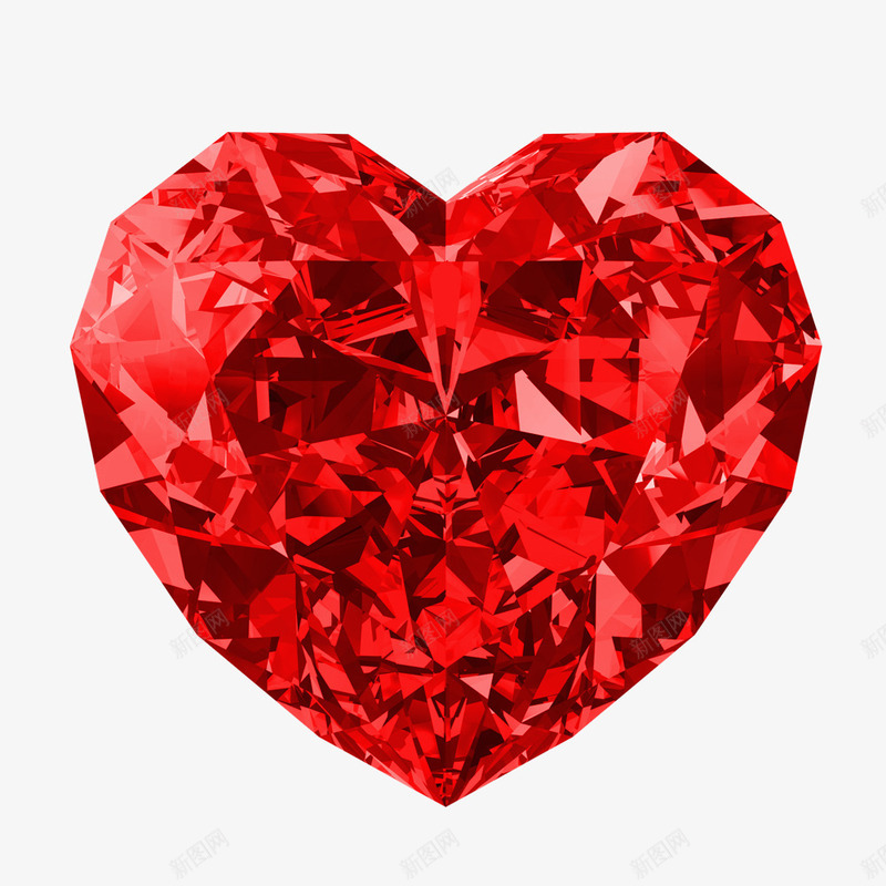 心形多边形纹理钻石png免抠素材_新图网 https://ixintu.com 彩钻 心形 珠宝PNG素材 红色 美观 饰品