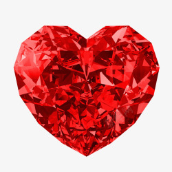 彩钻红色心形多边形纹理钻石高清图片