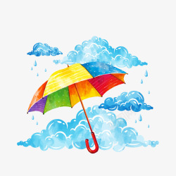 下雨的云彩彩虹雨伞矢量图高清图片