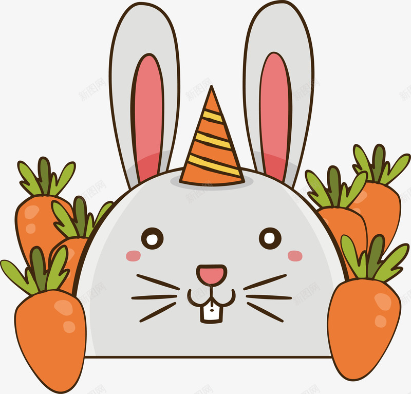 可爱的卡通兔子胡萝卜png免抠素材_新图网 https://ixintu.com 儿童教育 卡通兔子 可爱兔子 呲牙的兔子 矢量png 胡萝卜