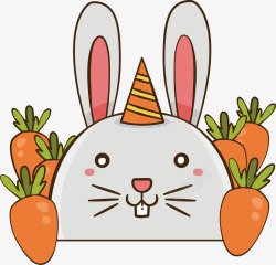 呲牙笑可爱的卡通兔子胡萝卜高清图片