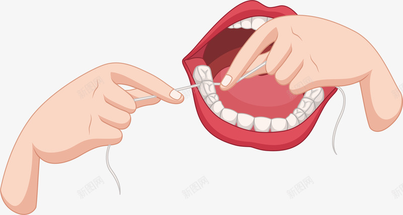 牙线剔牙png免抠素材_新图网 https://ixintu.com 使用牙线 清洁牙齿 牙线 牙齿健康 矢量素材