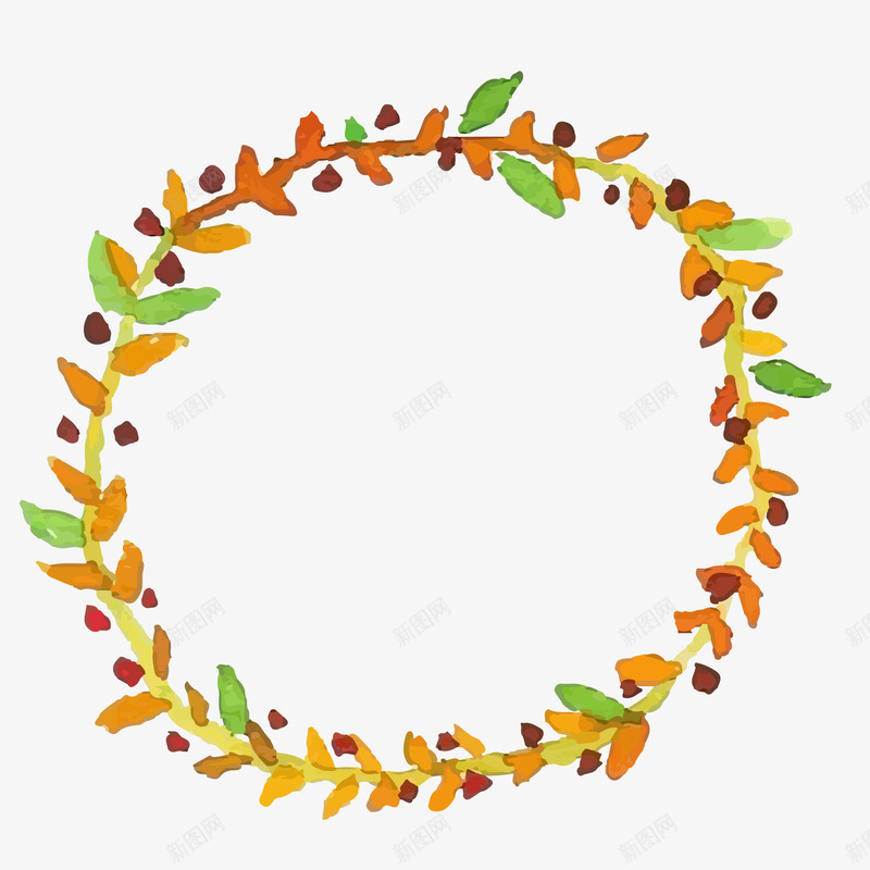 圆形的植物花环装饰png免抠素材_新图网 https://ixintu.com 圆形 彩绘 手绘 植物装饰 植物边框 花环
