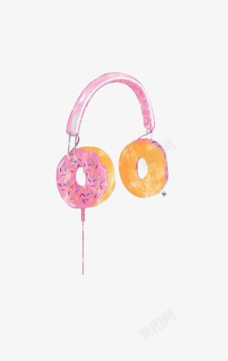 蒸汽波风格甜甜圈式耳机素材