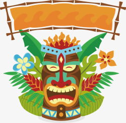 夏威夷面具开心笑脸面具标题框高清图片