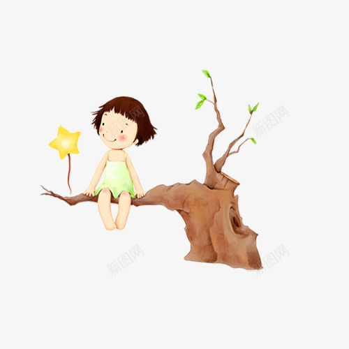 坐在树上的小孩png免抠素材_新图网 https://ixintu.com 彩绘背景孩子儿童插画儿童节小朋友