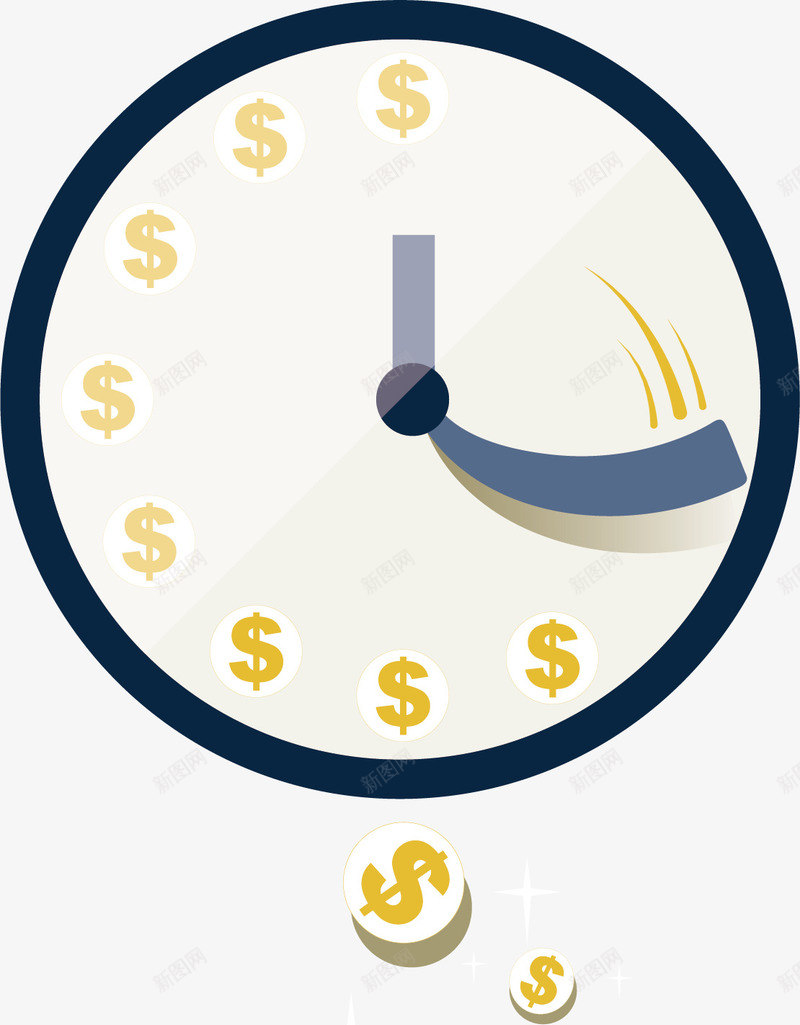钟表钱币金融商务矢量图ai免抠素材_新图网 https://ixintu.com 金融商务 钟表 钱币 矢量图