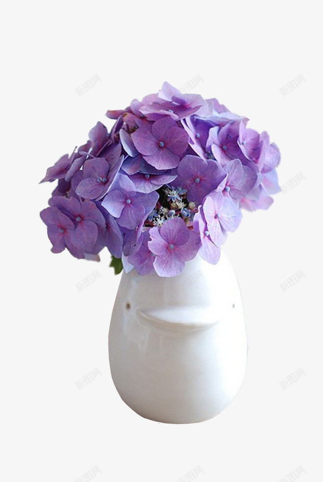 手工紫色装饰花png免抠素材_新图网 https://ixintu.com 白色花瓶 礼物 紫色花朵 纸雕花 装饰品