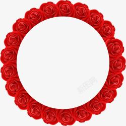 红色鲜花玫瑰花朵圆形素材