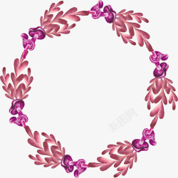 水彩紫色树枝花环素材