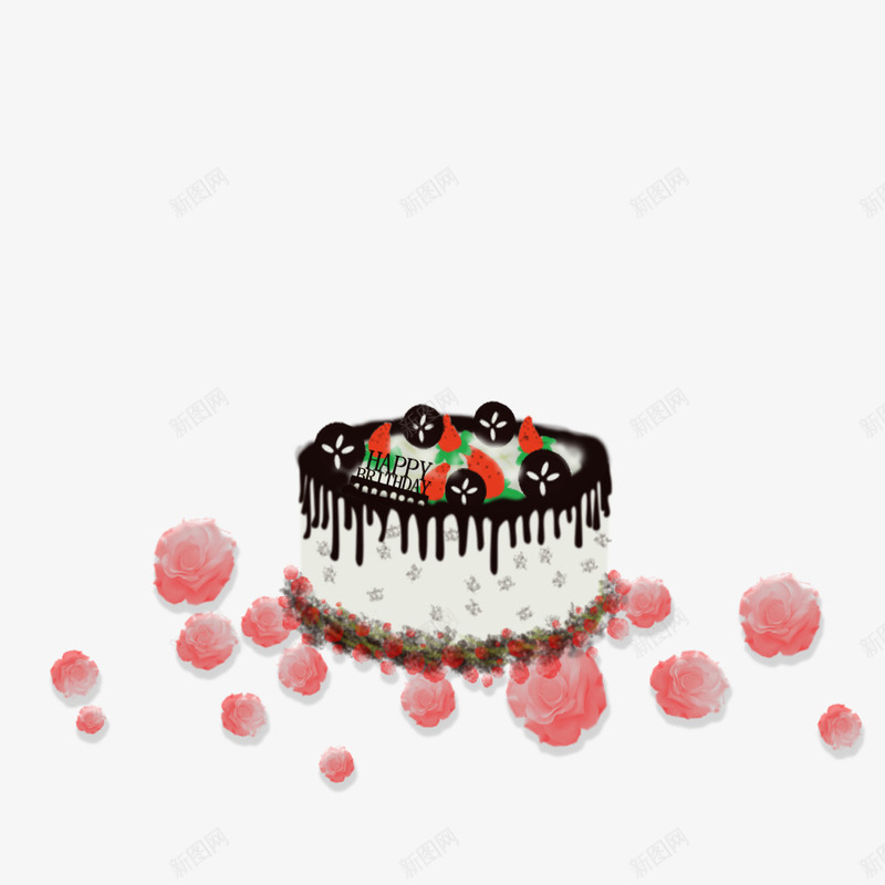 巧克力水果鲜花生日蛋糕png免抠素材_新图网 https://ixintu.com 巧克力蛋糕 生日蛋糕 草莓蛋糕 鲜花蛋糕