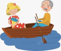 划船船桨划船的夫妇矢量图高清图片