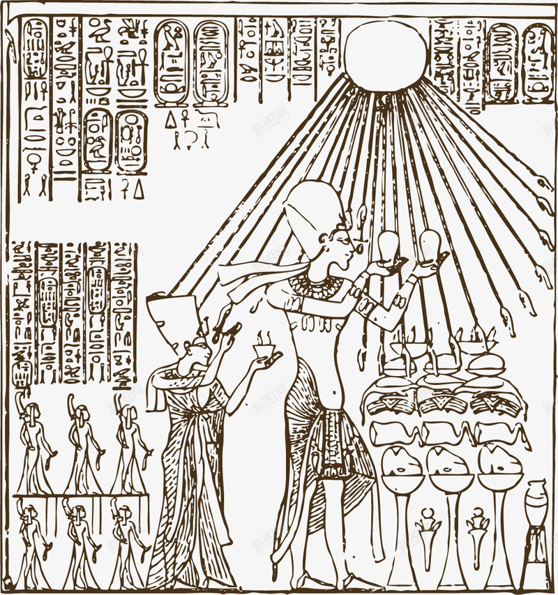 方框卡通风格壁画png免抠素材_新图网 https://ixintu.com 卡通古埃及 古埃及 古埃及符号 埃及图腾人像 方框壁画 神秘古埃及 金字塔壁画