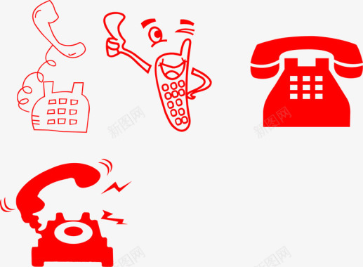 各类红色电话符号图标图标