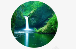 圆圈内瀑布壮丽的庐山瀑布高清图片