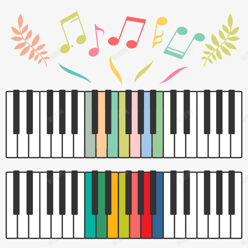 音乐png免抠素材_新图网 https://ixintu.com 可爱的钢琴 彩色琴键 海报元素 黑白键