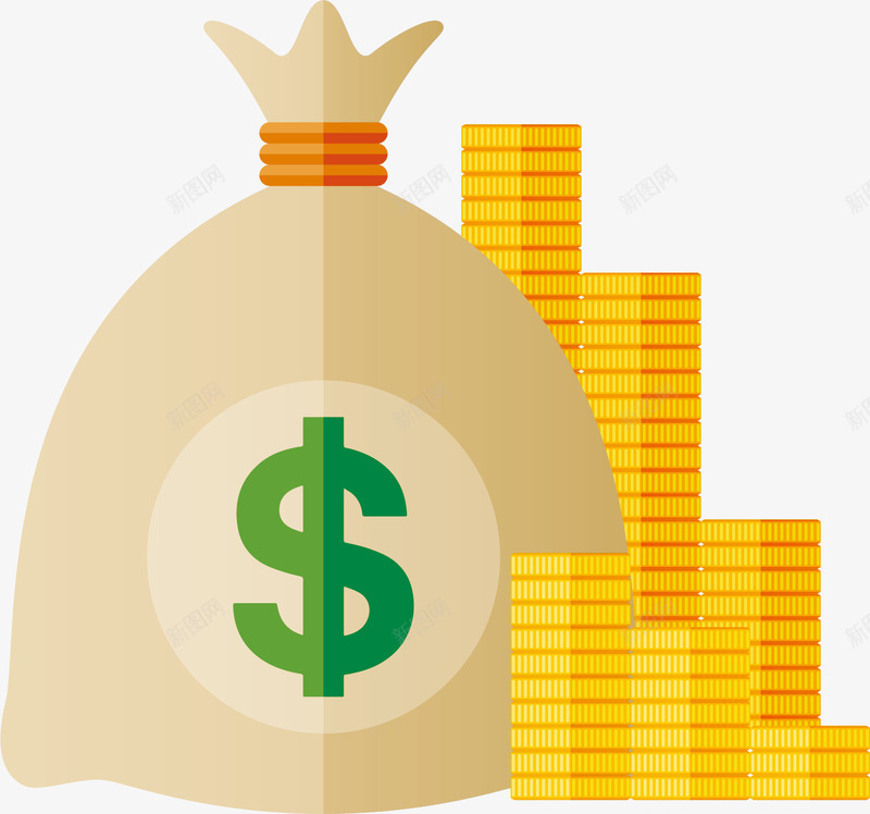 钱袋金币png免抠素材_新图网 https://ixintu.com 创意 卡通 手绘 设计 金币 钱币 钱袋