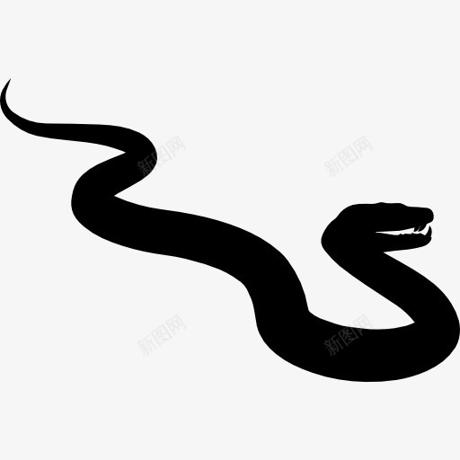 蛇图标png_新图网 https://ixintu.com 动物 动物王国 形状 爬行动物 蛇 轮廓 黑蛇