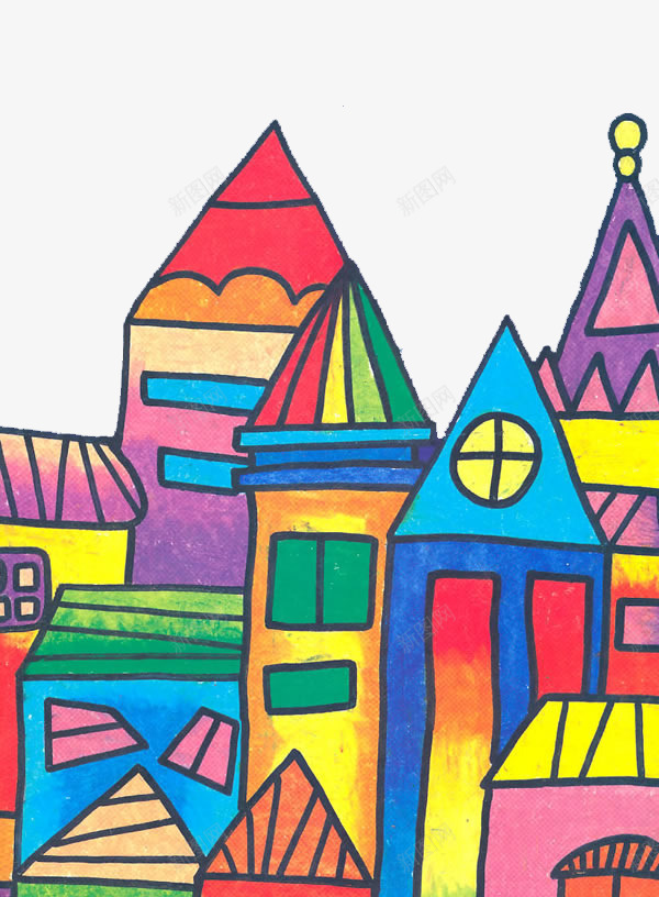 彩绘儿童画房子图案png免抠素材_新图网 https://ixintu.com 儿童画 卡通风格 图案 彩绘儿童画 彩绘风格 房子 楼房 装饰