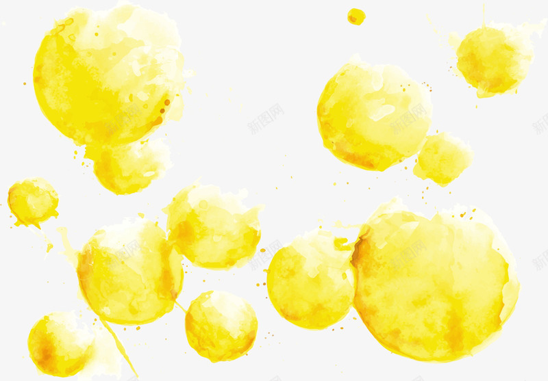 黄色水彩圆圈背景png免抠素材_新图网 https://ixintu.com 水彩花纹 水彩颜料 画画 绘画 美术 边框纹理 黄色圆圈