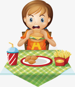 肯德基儿童套餐吃汉堡的女孩高清图片