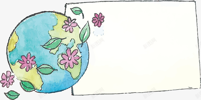 水彩手绘地球日标题框矢量图ai免抠素材_新图网 https://ixintu.com 地球 地球日 地球日边框 标题框 水彩地球 矢量png 矢量图