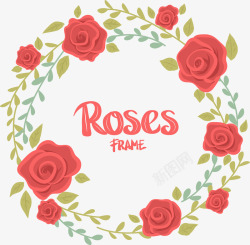 浪漫红玫瑰花环素材