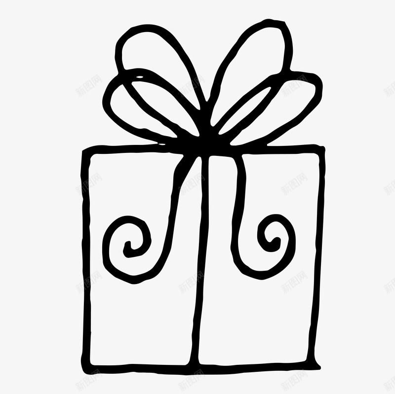 手绘礼物盒子图标png_新图网 https://ixintu.com 手绘礼物盒子 插画 礼物 简易画作 装饰物品 送礼 黑白画