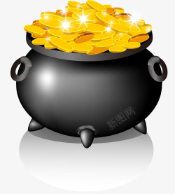 个性钱罐坛子中的金币矢量图高清图片