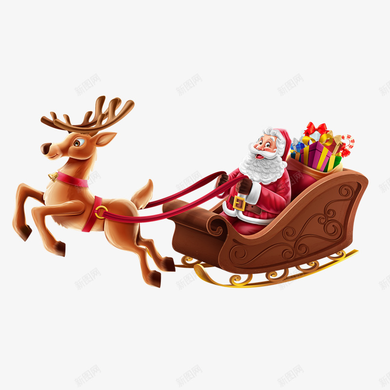 驾车的圣诞老人png免抠素材_新图网 https://ixintu.com 交通 光泽 出行 商务 派送 滑行 礼物 麋鹿