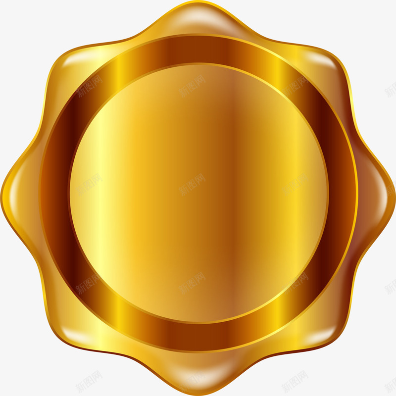 金色圆圈徽章png免抠素材_新图网 https://ixintu.com 免抠PNG 图案 圆圈 徽章 装饰图案 金色