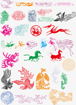 祥龙图案古代动物装饰纹矢量图高清图片