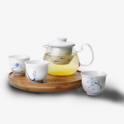 中国风杯子白色荷花茶具高清图片